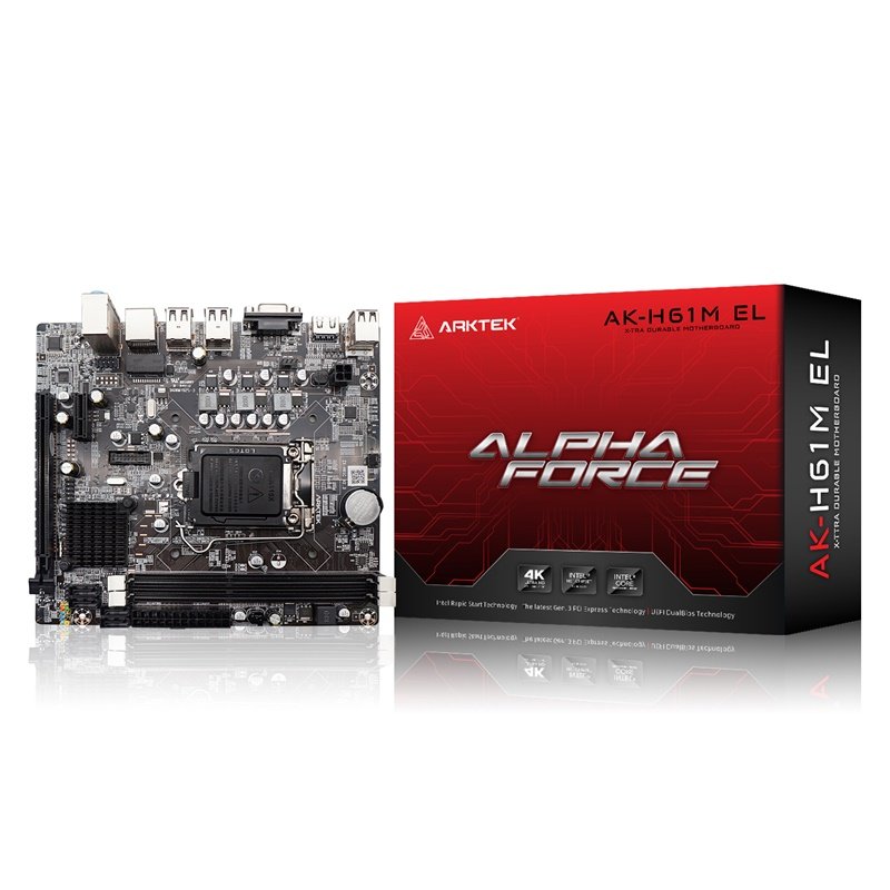 Mainboard SK 1155 ARKTEK H61M EL DDR3 Chính hãng FV (VGA, HDMI, M.2 Sata/ NVMe, LAN 1000Mbps, 2 khe RAM DDR3)