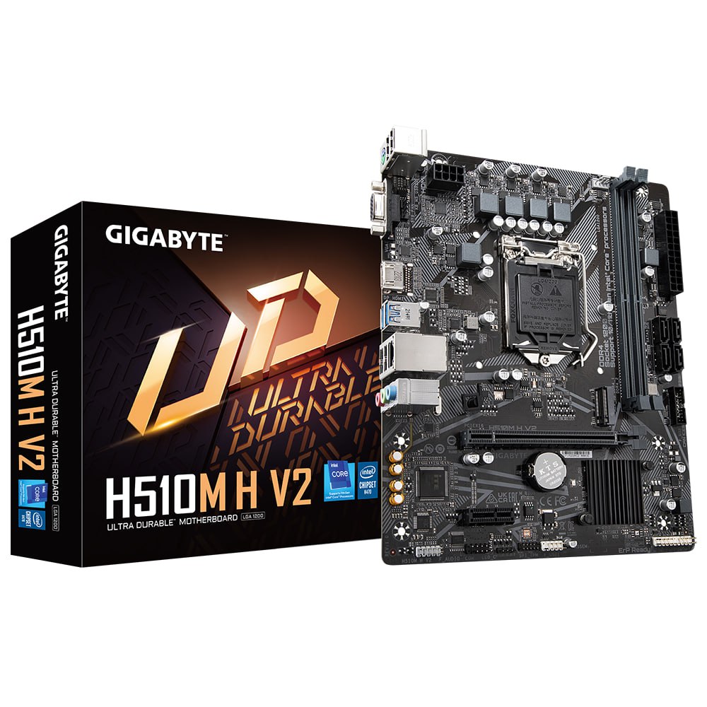 Mainboard SK 1200 v1-2 GIGABYTE H510M-H V2 Chính hãng FV (VGA, HDMI, M.2 PCIe/NVMe, LAN 1000Mbps, 2 khe RAM DDR4)