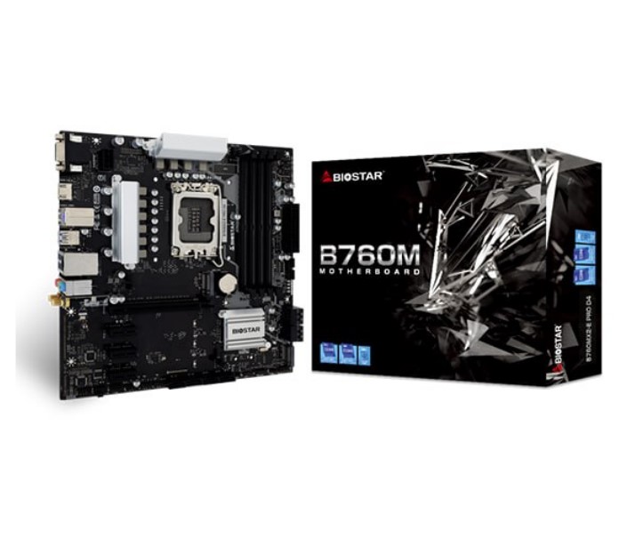 Mainboard SK 1700 v1-2 BIOSTAR B760MX2-E Chính hãng FV (VGA, HDMI, DVI-D, M.2 PCIe/NVMe, LAN 2500Mbps, 2 khe RAM DDR5, 2 anten hỗ trợ Wifi6 chưa bao gồm card Wifi, mATX)