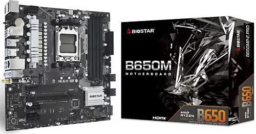 Mainboard SK AM5 Biostar B650MP-E PRO Chính hãng FV (AMD B650, Socket AM5, Wifi 6, 4xDDR5, mATX)