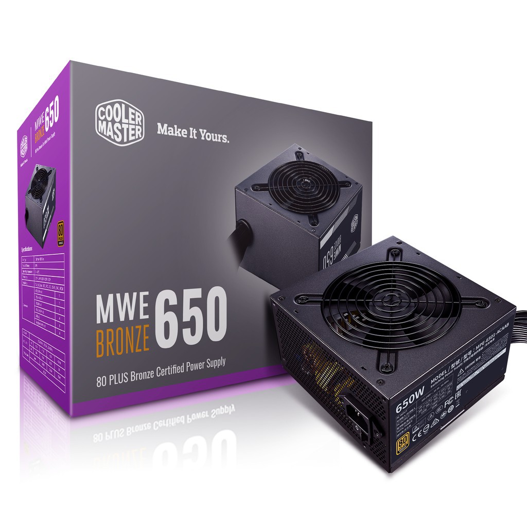 Nguồn CST COOLER MASTER MWE 650W BRONZE V2 (4+4pin, 2×6+2pin, Dây dài, Kèm dây nguồn) FV