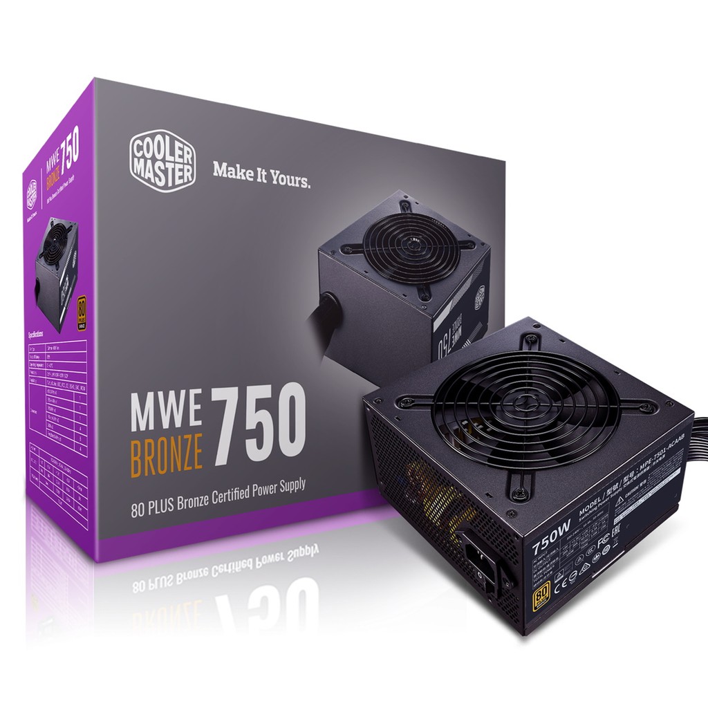 Nguồn CST COOLER MASTER MWE 750W BRONZE V2 FV (4+4pin, 2×6+2pin, Dây dài, Kèm dây nguồn)