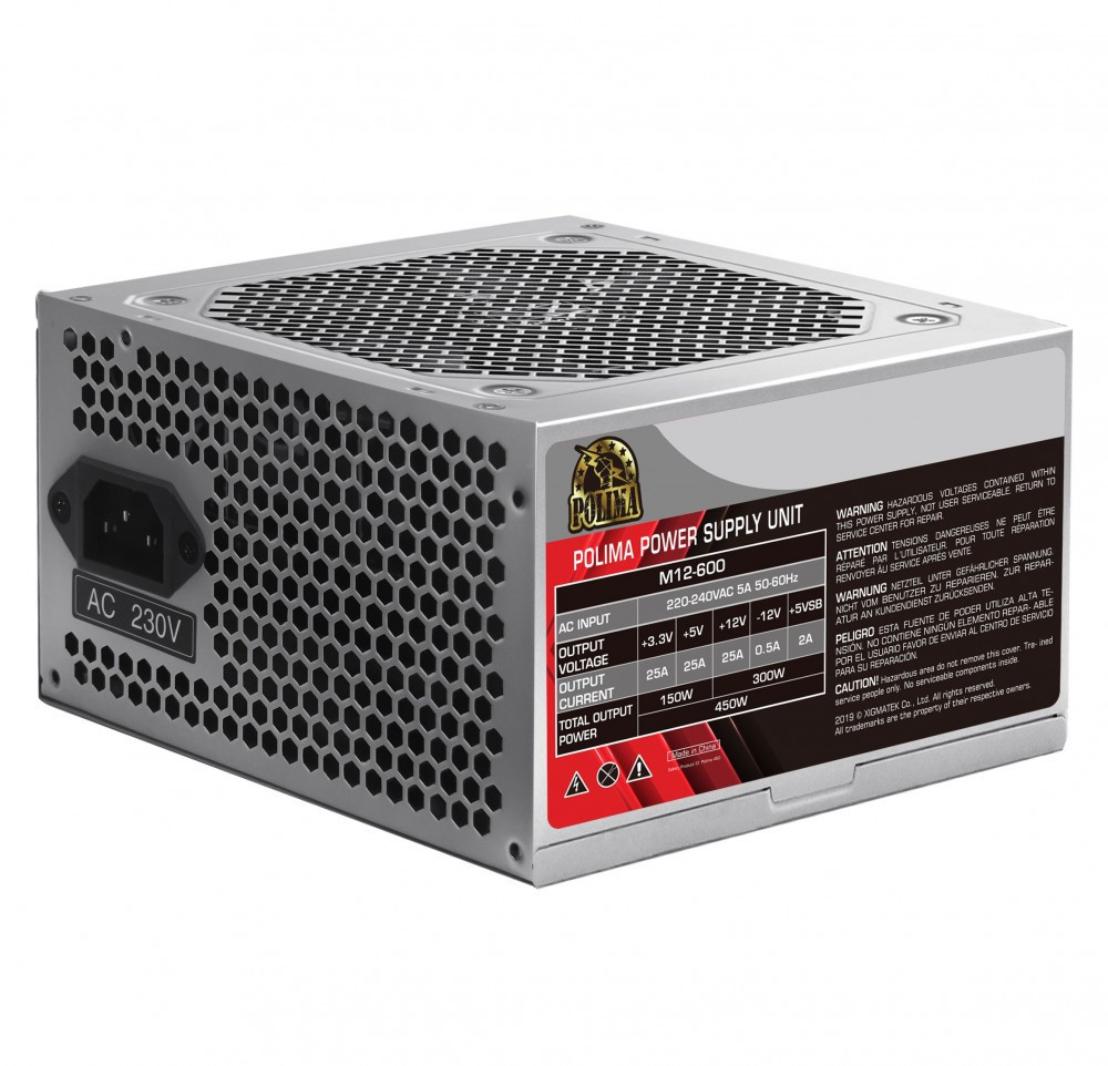 Nguồn CST XIGMATEX POLIMA M12-600 200W Chính hãng FV (4pin, Dây ngắn, Kèm dây nguồn)
