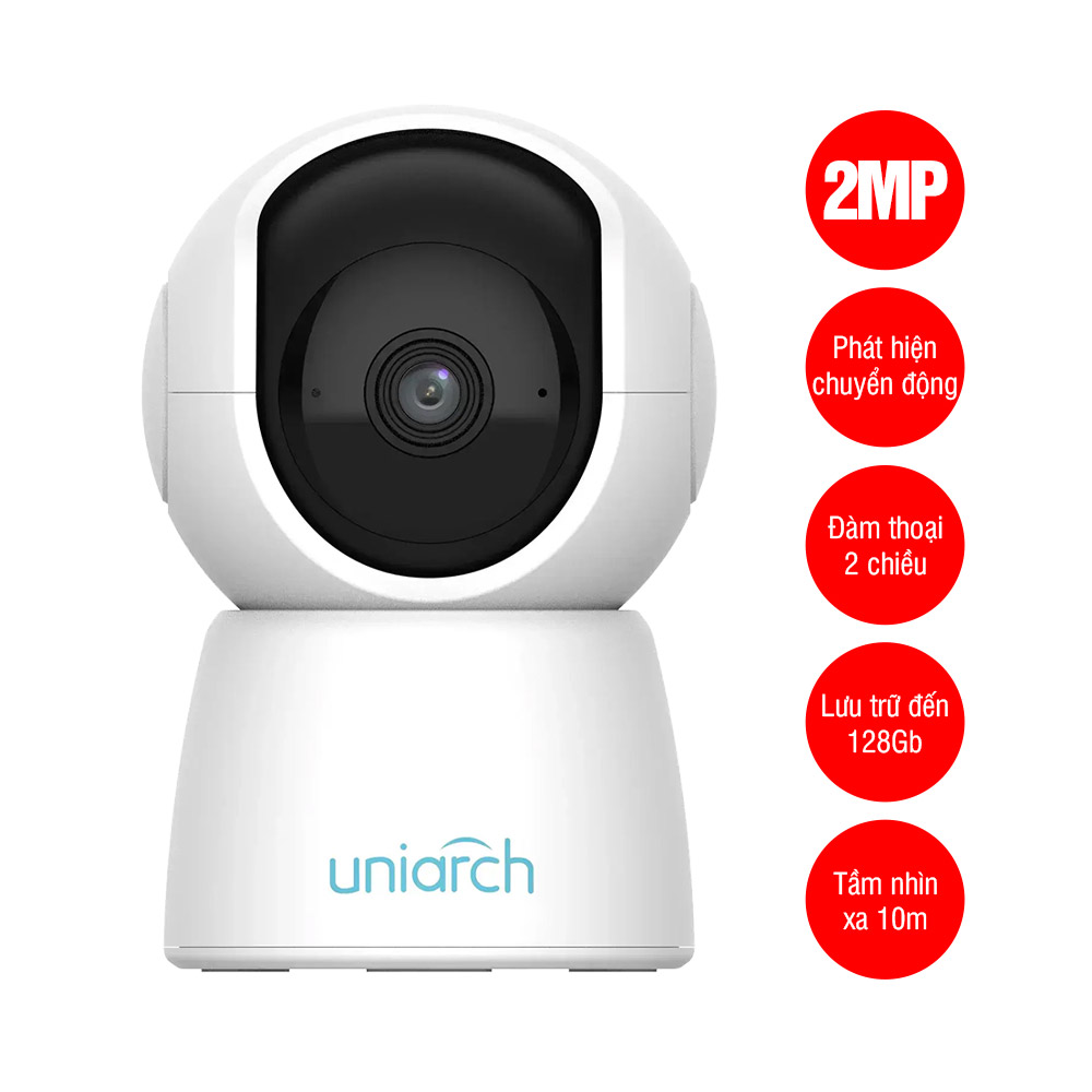 Camera IP Wifi UNIARCH UHO-S2E 2.0MP Robo Chính hãng (1920×1080, 3.6mm, F2.0, H.265, Đàm thoại 2 chiều, Hồng ngoại 10m, Có LAN, Kèm nguồn 5V, App Ezlive UNV)