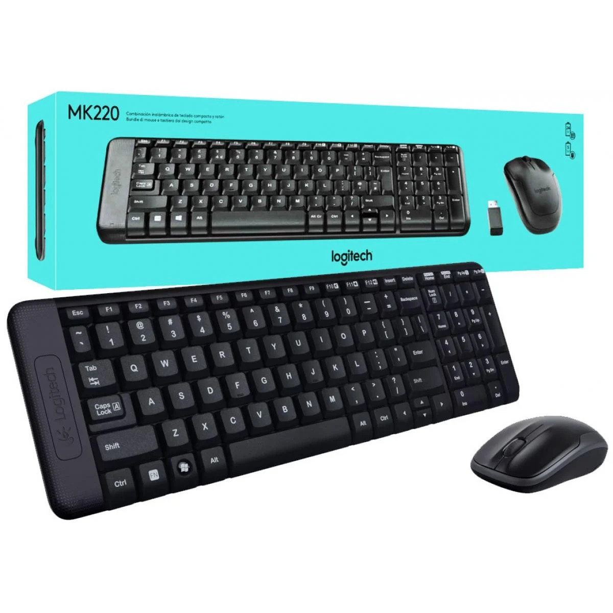 Combo ko dây Keyboard + Mouse Logitech MK220 Chính hãng (Có pin, 2xAAA, 2xAA) FV