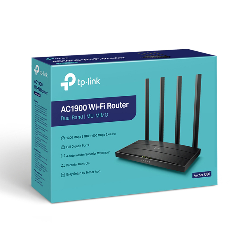 Phát Wifi TP-Link Archer C80 Chính hãng VAT (4 anten, 1900Mbps, 2 băng tần, 4LAN 1Gbps)